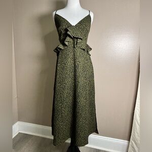 Jun & Ivy Green & Black Leopard Mini Dress Size Medium